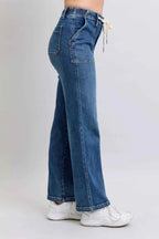 Judy Blue Straight Jeans Drawstring High Waist with Front Pockets cf442efc-6204-4024-832d-071c327a3717-Max-Origin Trendsi