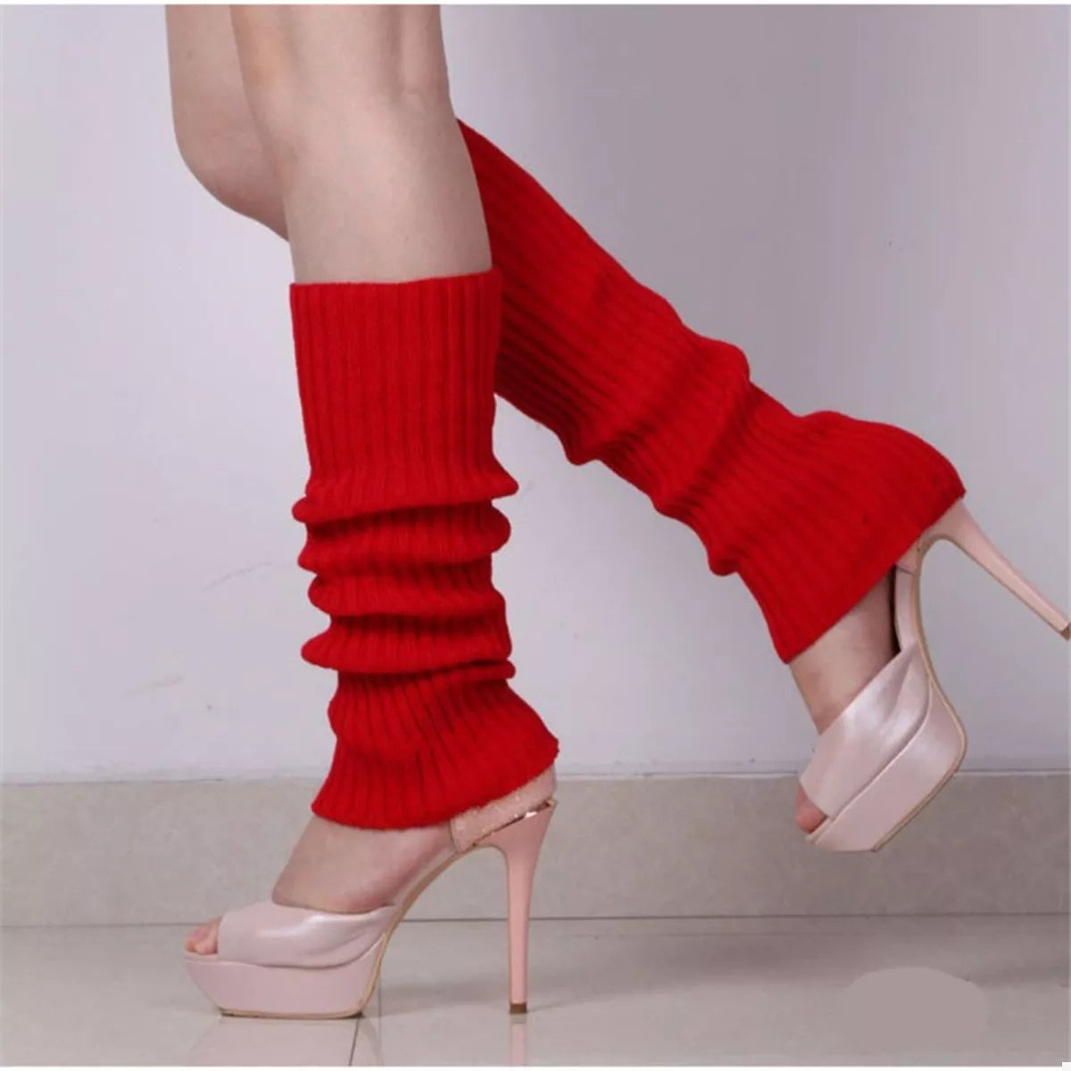 Women's Leg Warmers Ribbed Knit Solid Soft Acrylic Accessories Red One Size cf601b9f-d90e-4fcb-96ab-4eada80f4720-Max-Origin Trendsi
