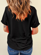 Halloween Women's T-Shirt Black Ghost Bow Graphic Short Sleeve Top cf70434b84044f549272b6bf1f3079a8-Max-Origin Trendsi
