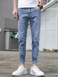 Men's Jeans Light Blue Wash Slim-Fit Denim Pants Blue cf734ffc3b5f408381a960f82883fcb6-Max-Origin Trendsi