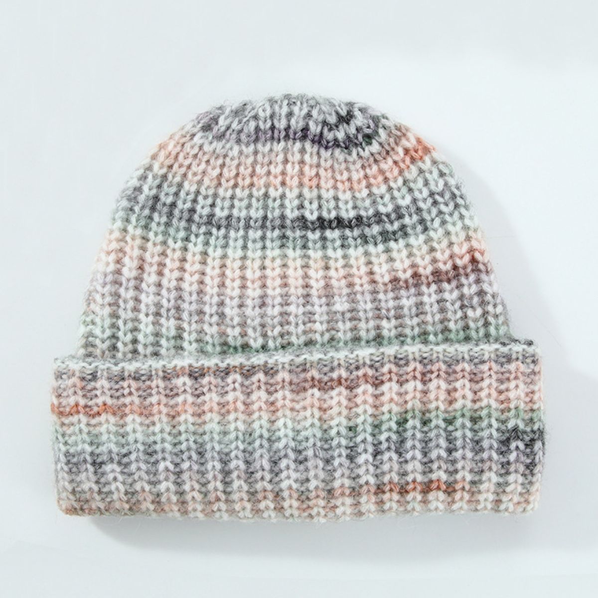 Women Knit Hat Thermal Contrast Colorblock Woolen Acrylic Blend Warm Hats