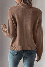 Cardigan Cotton Blend V Neck Openwork Button Up Long Sleeve cf9f9900-dceb-4445-8ecc-2b0944c805fc-Max Trendsi
