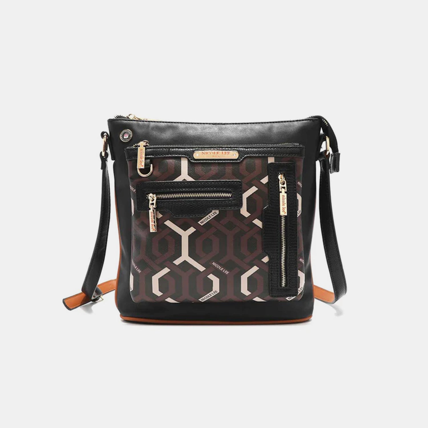 Nicole Lee USA Crossbody Bag Vegan Leather Geometric Small Zip Purses