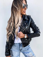 Women's Pu Leather Motorcycle Biker Jacket Zip Up Pocketed Outwear cfc1e18700914030a2cd180411f82bc8-Max-Origin Trendsi