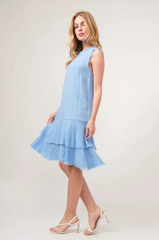 And The Why Tiered Dress Light Blue Washed Fringe Detail Sleeveless cfee2bc95c7f4b82a7ba90255965778c-Max-Origin Trendsi