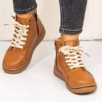 Women's Ankle Boots Pu Leather Round Toe Platform Low Heels Shoes d02107d2935f48159e9587b4c1af114a-Max-Origin Trendsi