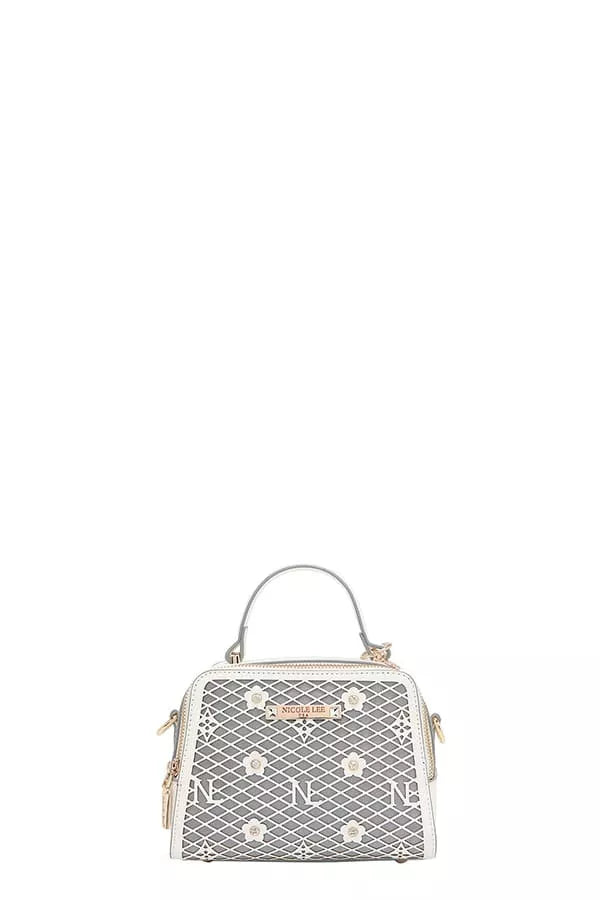 Nicole Lee USA Handbag Vegan Leather Geometric Pattern Structured Tote Bag WHITE One Size d0262cac8bcc49bdafe51dbb32a0388a-Max-Origin Trendsi