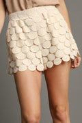 Umgee Shorts Polka Dot Lace Round Cut Out Natural Beige Pocketed NATURAL d0485c92-4a9b-4d66-a03c-357f0eb47cc1-Max Trendsi