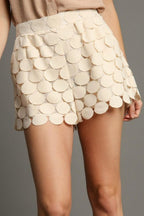 Umgee Shorts Polka Dot Lace Round Cut Out Natural Beige Pocketed NATURAL d0485c92-4a9b-4d66-a03c-357f0eb47cc1-Max Trendsi