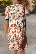 Mini Floral Dress Contrast Trim Split Neck Puff Short Sleeve Tiered d062a7ed-90ca-4742-8fa6-7325e776560e-Max-Origin Trendsi