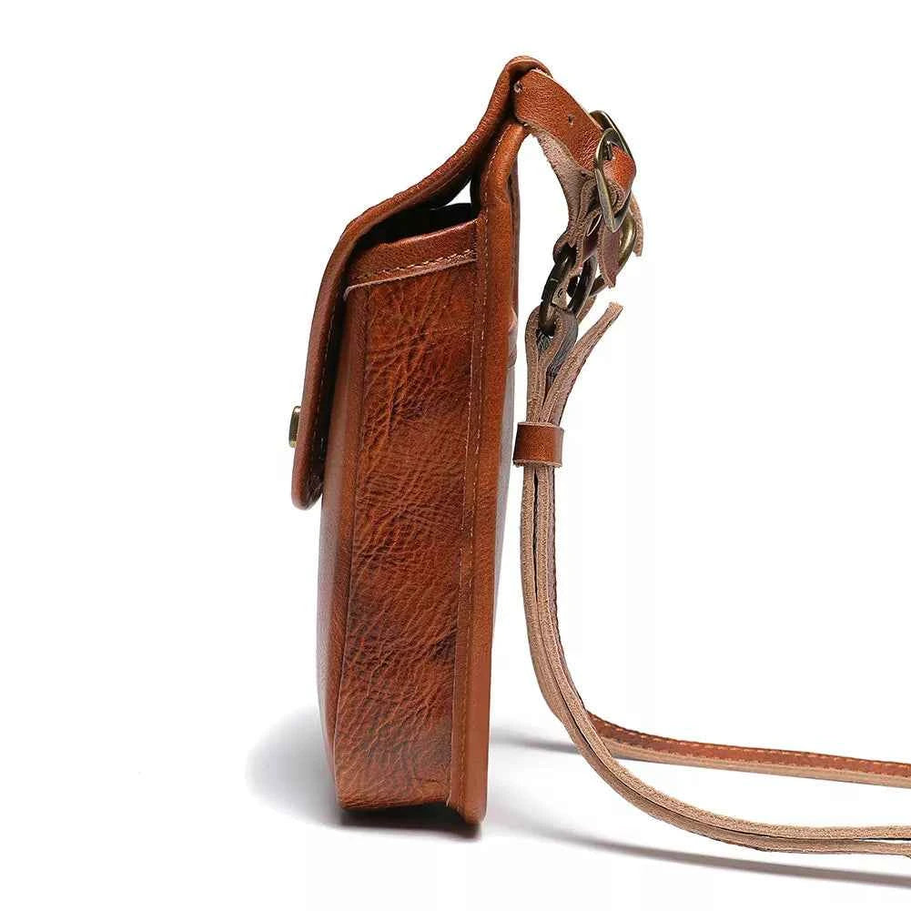 Cowhide Leather Crossbody Bag with Metal Clasp