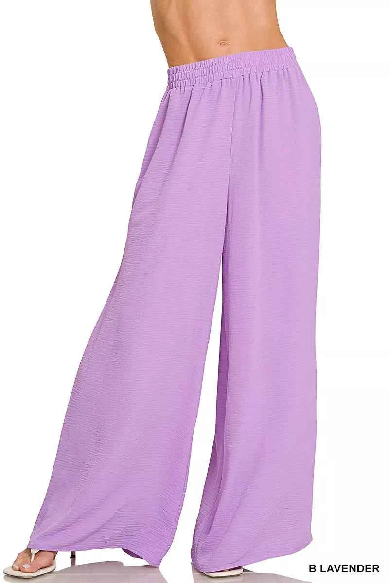 Zenana Woven Airflow Twisted Top & Wide Leg Pants Set