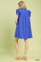 Umgee Shift Mini Dress Ocean Blue Seersucker Ruffle Short Sleeve d07f8a18-831b-4b38-acd0-6a49fe46acf7-Max-Origin Trendsi