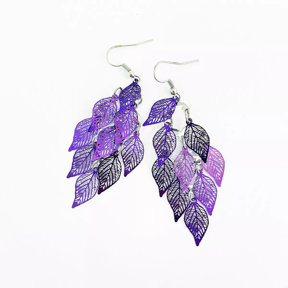 Women's Earrings Leaf Dangle Zinc Alloy Silver-plated Jewelry Purple One Size d081dbbc-e94c-4fd6-9f99-22f7f1e6807c-Max-Origin Trendsi
