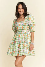 Davi & Dani Mini Dress Cotton Ruffled Colorful Fruits Printed Smocking d083119fd6f24491b320d805b68df52c-Max-Origin Trendsi