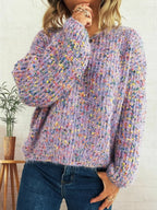 Women's Sweater Colorful Knit Oversized Long Sleeve Pullover Purple One Size d0943c7a6eab44c79decd281aecafbe7-Max-Origin Trendsi