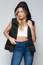 Hooded Vest Snobbish Black Sleeveless Snap and Zip Closure Outwear d094ab10-ff4d-47cd-b2cd-025e3b12cadf-Max Trendsi