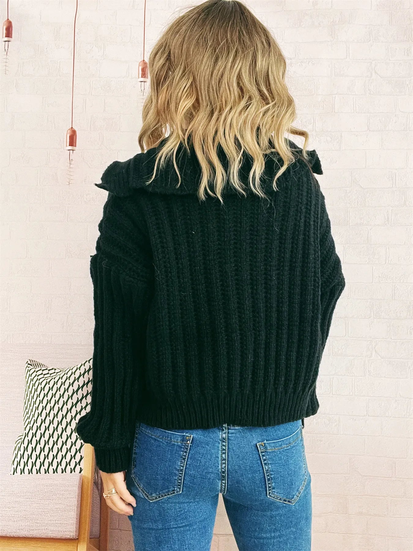 Women's Cardigan Button Up Collared Long Sleeve Knitwear