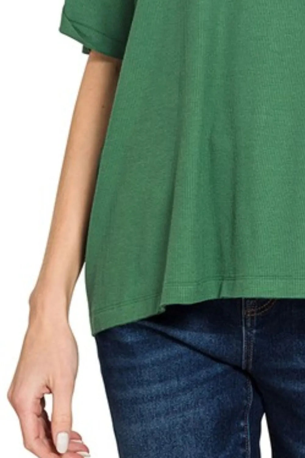 Zenana T-shirt Dark Green Oversized Ribbed Round Neck Short Sleeve Top Tee d0a374ba-1dad-4c9e-8346-7ef7cb46ce67-Max-Origin Trendsi