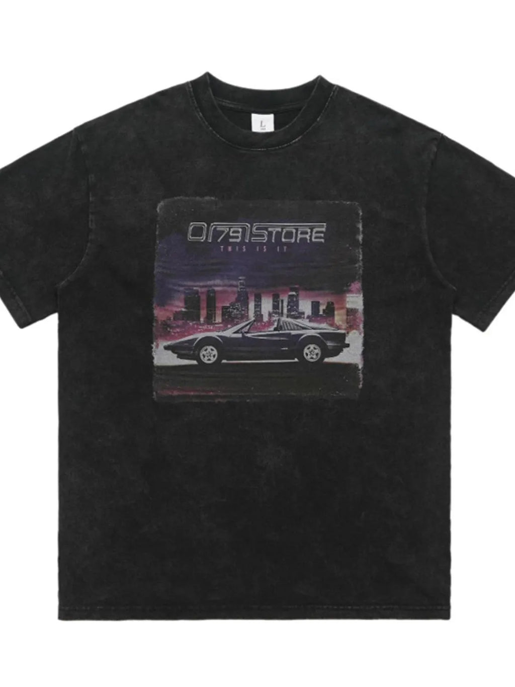 Men's Cotton T-Shirt Black Washed Car Graphic Print Round Neck Short Sleeve Top Wash Black d0aa2b69-d07b-4884-842c-7f1f0e59956b-Max-Origin Trendsi