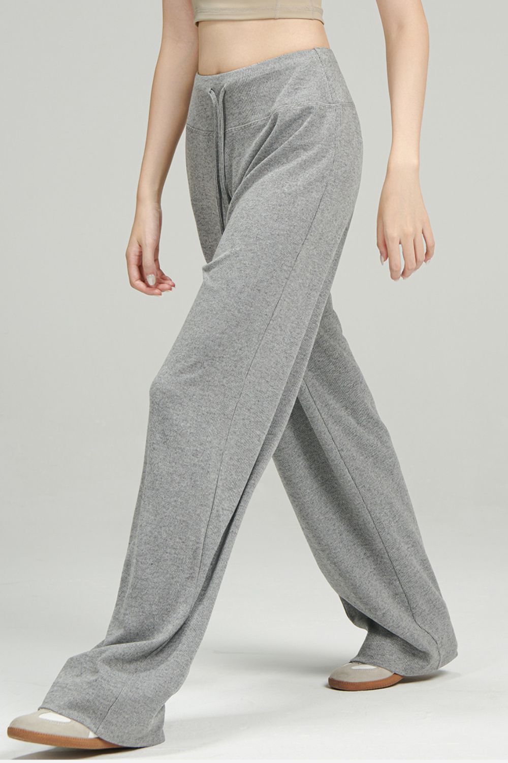 Basic Bae USA Women Sweatpants Drawstring Gray Wide Leg Soft with Pockets