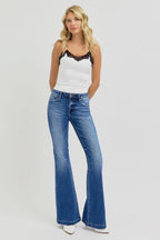 RISEN Low Rise Flare Jeans with Pockets Denim Pants d0ec9c89-193f-47a3-b73d-3e6ba1916bf0-Max Trendsi