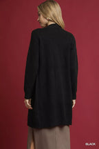 Umgee Sweater Cardigan Black Button Longline with Front Pockets d0f7c291-563e-440e-9fd5-eca6ec59e8b3-Max-Origin Trendsi