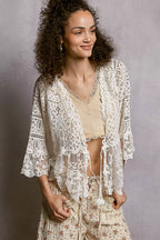 POL Crochet Cardigan White Floral Lace Short Sleeve with Tassel Tie d10f1cbe-0a04-4130-a9b9-d59cde6c92d7-Max-Origin Trendsi