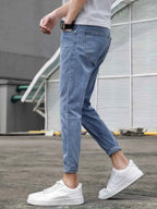 Men's Jeans Light Blue Wash Slim-Fit Denim Pants d114ef6bf63b40e2a80119efad41a741-Max-Origin Trendsi