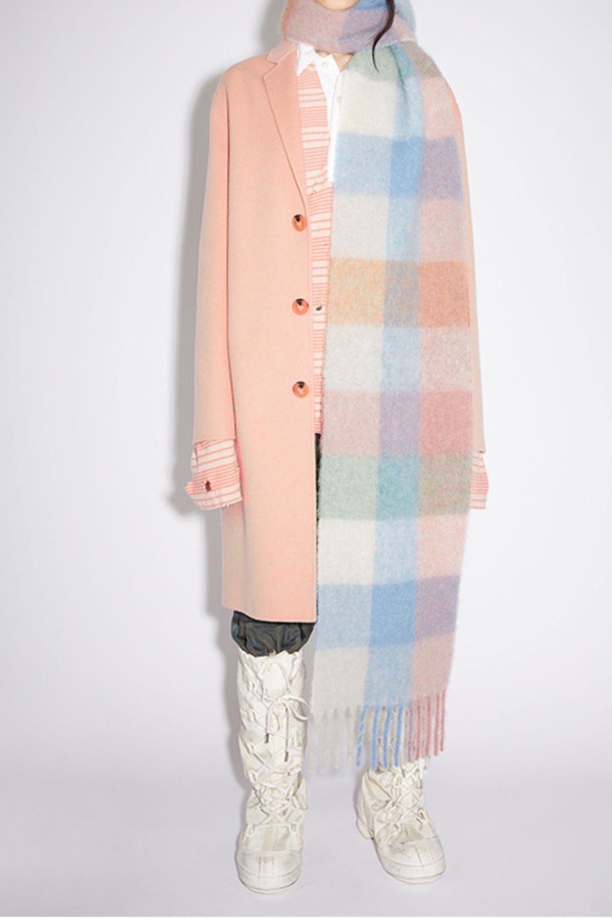 Women Plaid Scarf Thermal Fringe Contrast Tasseled Long Scarves