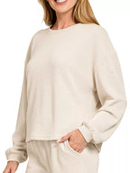Zenana Womens Outfit Set Sand Beige French Rib Pullover and Pants d1257427-bd6c-483a-9a78-0546831207b3-Max-Origin Trendsi
