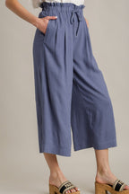 Umgee Linen Pants Wide Fit Dusty Blue Drawstring High Waisted Pocketed d126c5e5-b5cc-4324-ac24-3f194312403c-Max Trendsi