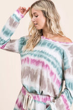 BiBi Women's Sweatshirt Tie Dye Print Terry Multicolor Long Sleeve Top d13b49f6a05c4c88994be7ef91d55f2f-Max-Origin Trendsi