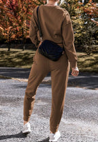 Outfit Set Side Slit Round Neck Long Sleeve Top and Pants Set d14de4c9-729f-49d1-a323-f46af91b2e55-Max Trendsi