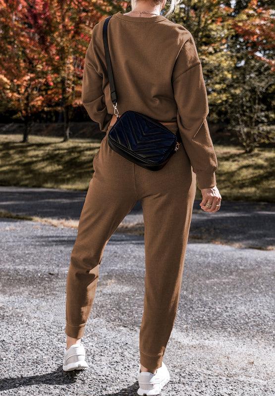 Outfit Set Side Slit Round Neck Long Sleeve Top and Pants Set d14de4c9-729f-49d1-a323-f46af91b2e55-Max Trendsi