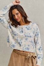 SO ME Vintage Floral Print Button Down Sweater Cardigan d1b1eec5d94a478fbe5d200de065e630-Max-Origin Trendsi