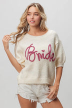 BiBi Metallic Letter Short Puff Sleeve Hairy Sweater d1b4ffeac01b48448af65f8ec0338b35-Max-Origin Trendsi