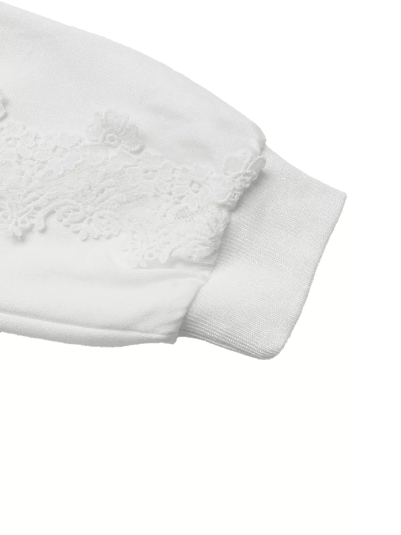 Women's Hoodie White Viscose Lace Detail Long Sleeve Drawstring Hood d1b667fe1954456bba3bbcbb961bfe3c-Max-Origin Trendsi