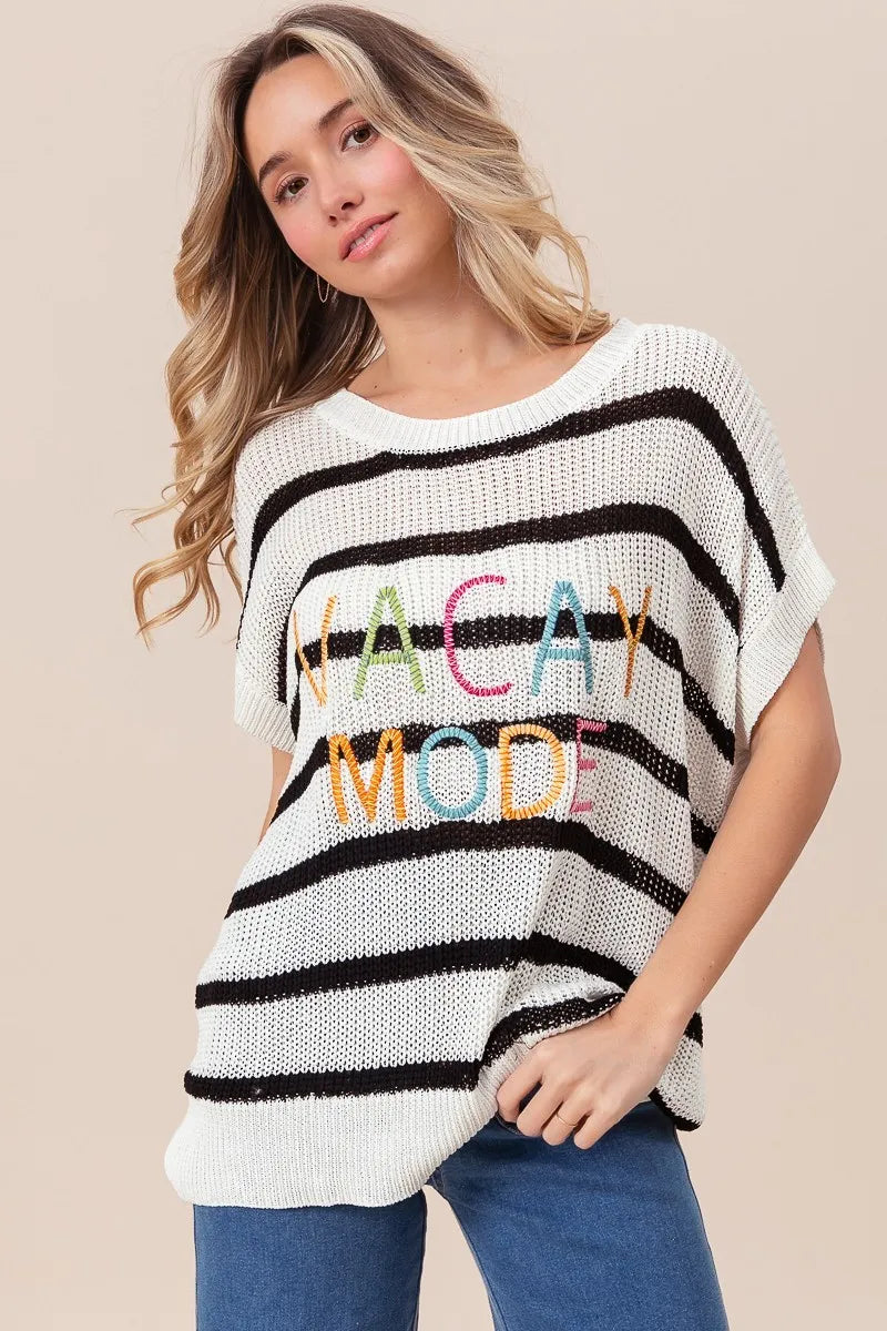 BiBi Knit Top Vacay Mode Embroidery Drop Shoulder Striped Sweater d1c027966a4d49eebf5cd1b7be62ce16-Max-Origin Trendsi
