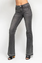Judy Blue Gray Jeans Mid Rise Washed Release Hem Flare Tummy Control d1cedcfb891c44c795ff415f61630b91-Max-Origin Trendsi
