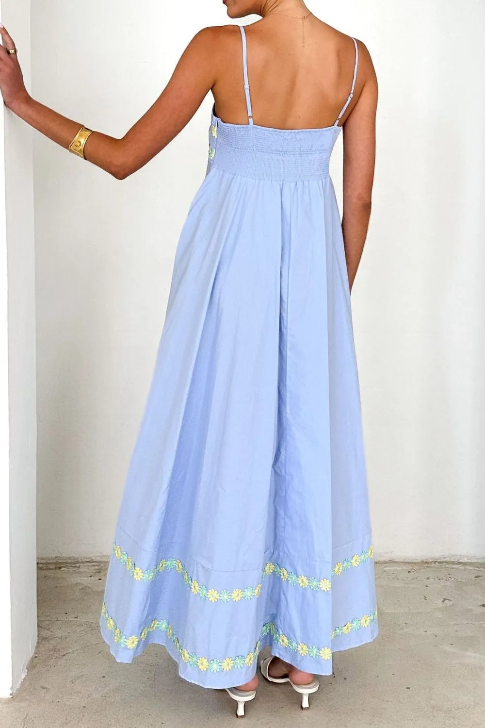 Maxi Dress Floral Embroidered Spaghetti Strap Ruffled A-Line Party d1d00617-101d-4337-b713-8865101ffedc-Max-Origin Trendsi