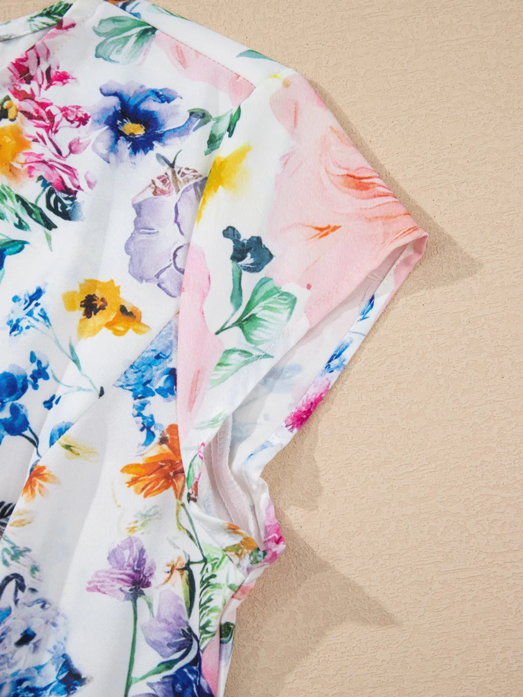 Floral Mini Dress Cap Short Sleeve Round Neck Back Zipper d1d474b2b7604dd790ea2b7fbc0a2f61-Max-Origin Trendsi