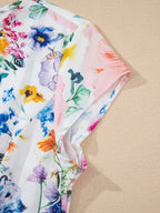 Floral Mini Dress Cap Short Sleeve Round Neck Back Zipper d1d474b2b7604dd790ea2b7fbc0a2f61-Max-Origin Trendsi