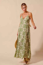 SO ME Floral Summer Maxi Flowy Dress sage Green Damask Backless Tied d1e1a00b63314cf29bc7621984d094e6-Max-Origin Trendsi
