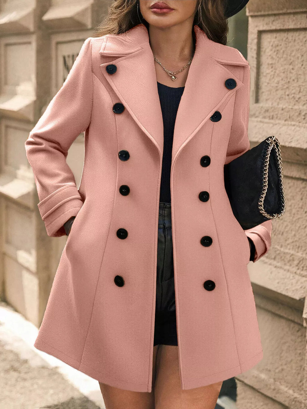 Womens Coat Double-Breasted Wool Blend Overcoat Pale Blush d1e44b66-a35f-47e1-995a-c6cc438f1e92-Max-Origin Trendsi