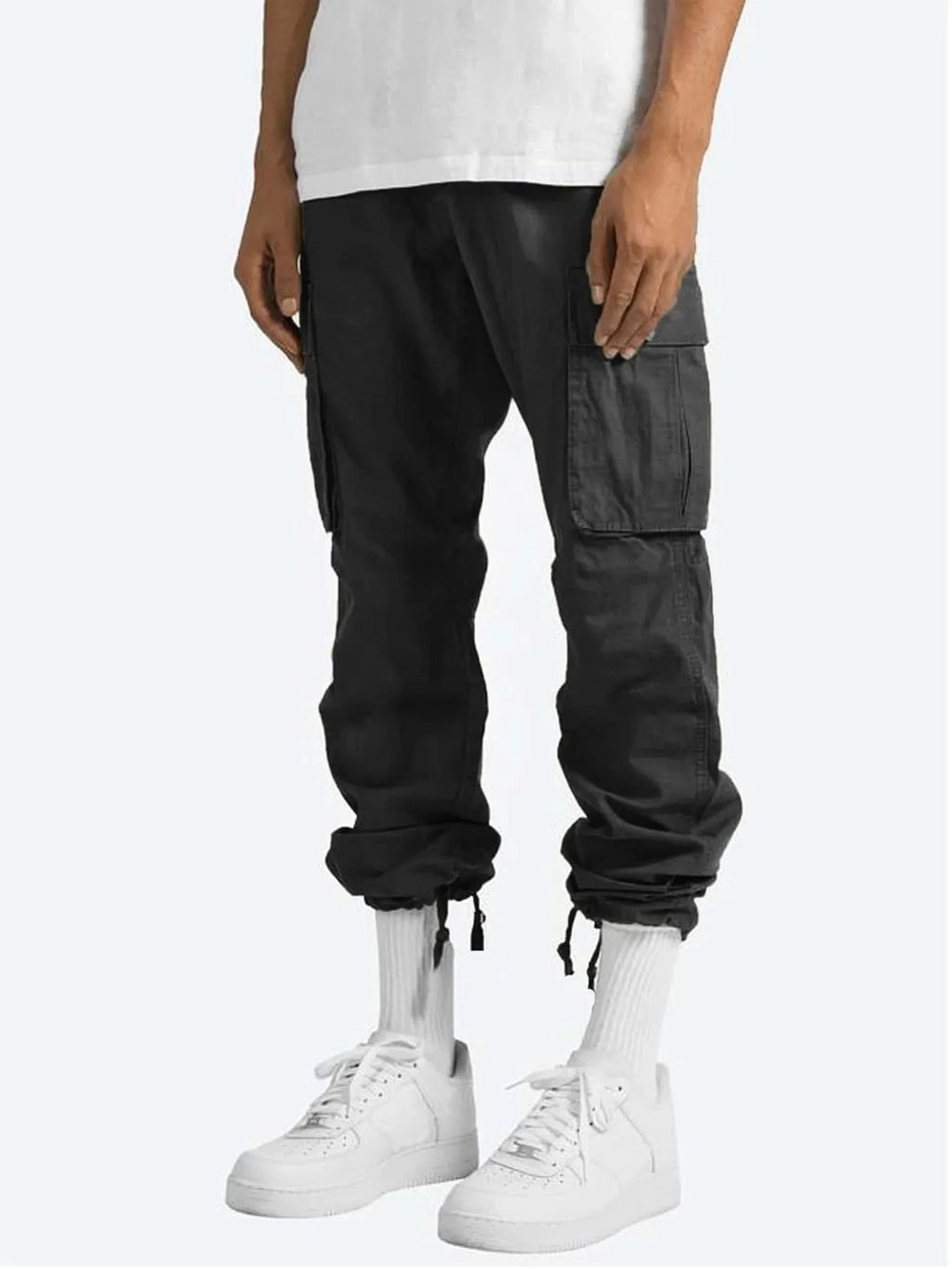 Men's Cargo Pants Drawstring Waist Pocketed Trousers S-5XL Black d1ed9788bd0f423bae75261553f12ebc-Max-Origin Trendsi