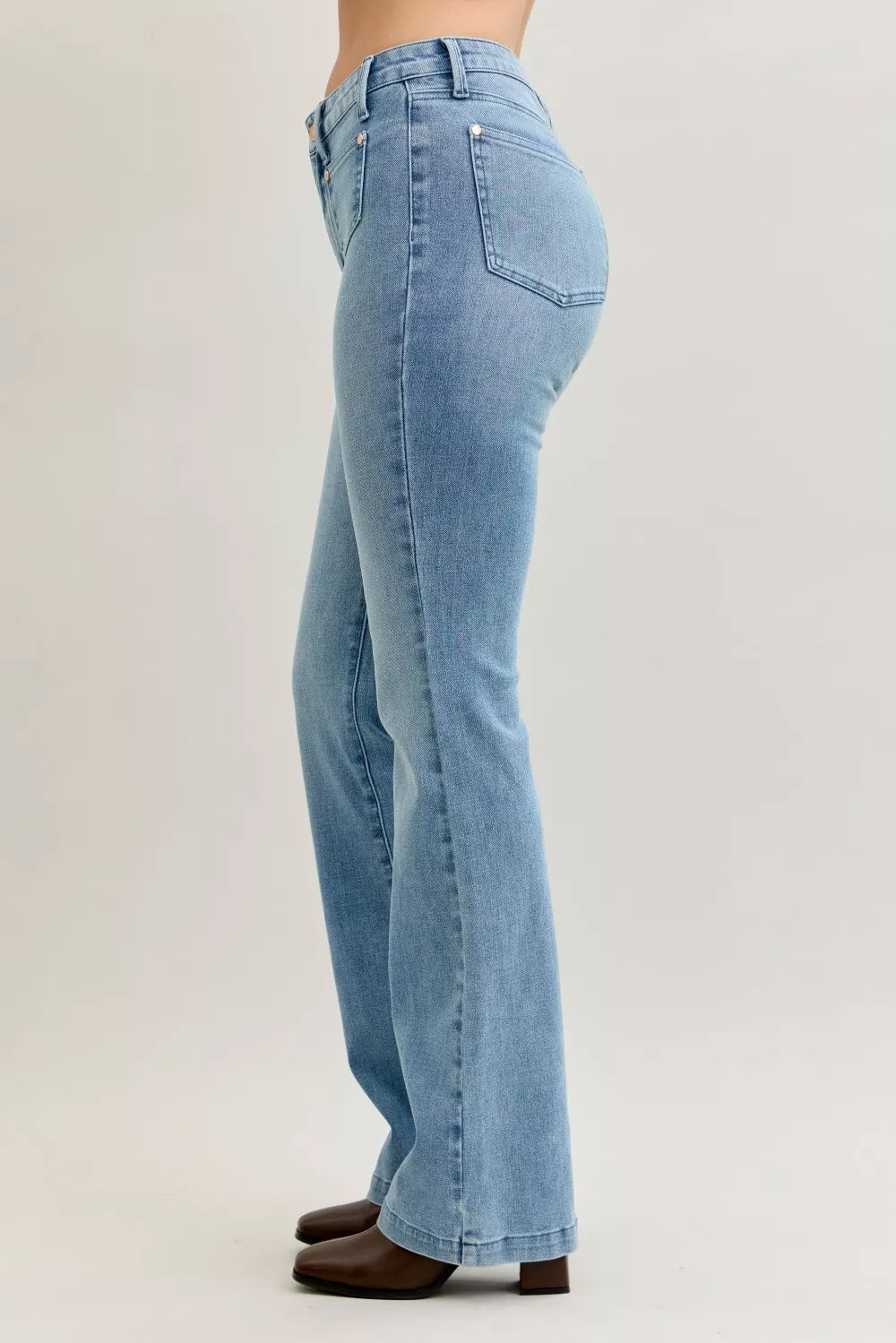 Judy Blue Bootcut Jeans Mid Rise with Contrast Wash & Front Patch Pockets d206ab74f9bc4c44b190b580150daa78-Max-Origin Trendsi