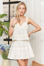 ADORA Crop Top Ruffled Beige Babydoll Tiered V Neck d20e9394cb174040a3836a90e46a1cb3-Max-Origin Trendsi
