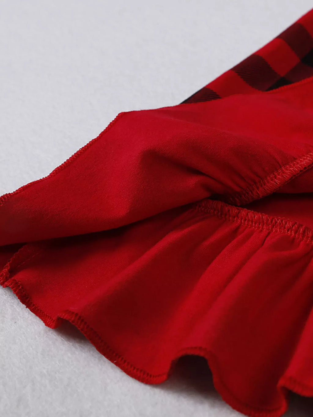 Girl's Dress Deep Red Plaid Ruffle Hem Long Sleeve Children's Buttoned d2107babd2f840adacec152b4e7d4a81-Max-Origin Trendsi
