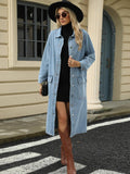 Denim Long Jacket Pocketed Button Down Collared Neck Outwear Light Blue d22061a3-97c3-494b-8d9c-641283b34983-Max Trendsi